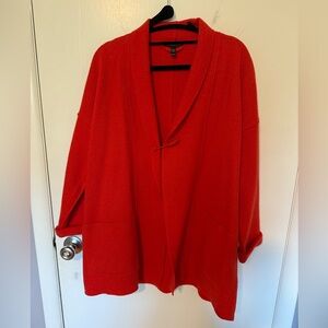 Eileen Fisher Boiled Wool Red Cardigan